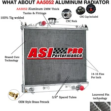 2 Row Aluminum Radiator For 1987-1991 1988 1989 90 Dodge Dakota 2.2L 2.5L 3.9L'
