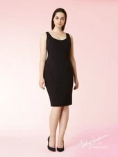 MARINA RINALDI x ASHLEY GRAHAM Black Neoprene Stretch Bodycon Sheath LBD Dress 8