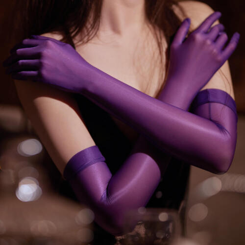 Mitaines à manches longues à cinq doigts gants soyeux brillants pour femmes soirée mariage - Photo 1 sur 24
