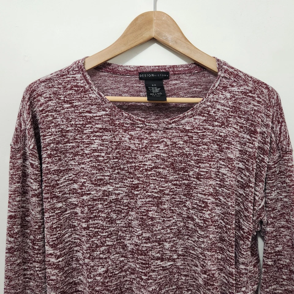 Suéter para mujer DESIGN HISTORY rojo blanco jaspeado manga larga cuello redondo talla S Foto 4 de 4