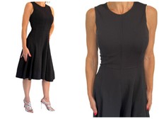   HALSTON HERITAGE BLACK SLEEVELESS FIT & FLARE BLACK PARTY SKATER DRESS SZ 2