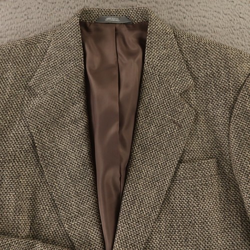 VTG Tweed Jacket L Brown Wool Blazer Sport Coat Made in USA 44R - Picture 2 of 15