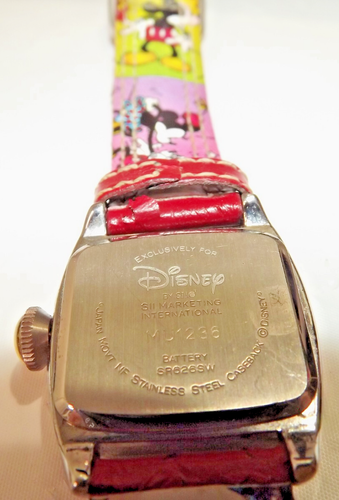 VTG Disney Minnie Mouse Watch SII Marketing MU 1236 Red Band Works NEW Battery - Picture 9 of 11