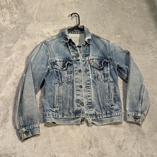 Vintage Levis Trucker Jacket Small Blue Denim Jean Faded Made In USA