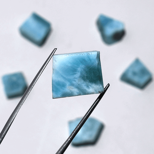 Onde congelate ~ 6 pz Larimar naturale dominicano 13 mm-20 mm cablaggio pietre preziose grezze - Foto 5 di 11
