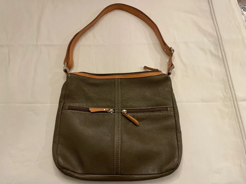 I Medici de Florencia Mujer Vintage Italiano Cuero Bolso de Mano Oliva Bolso de Hombro Foto 2 de 4