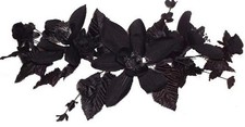 Black Magnolia Rose Bud 16in Artificial Polysilk Faux Fake Flower Hand Wrapped