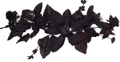 Black Magnolia Rose Bud 16in Artificial Polysilk Faux Fake Flower Hand Wrapped