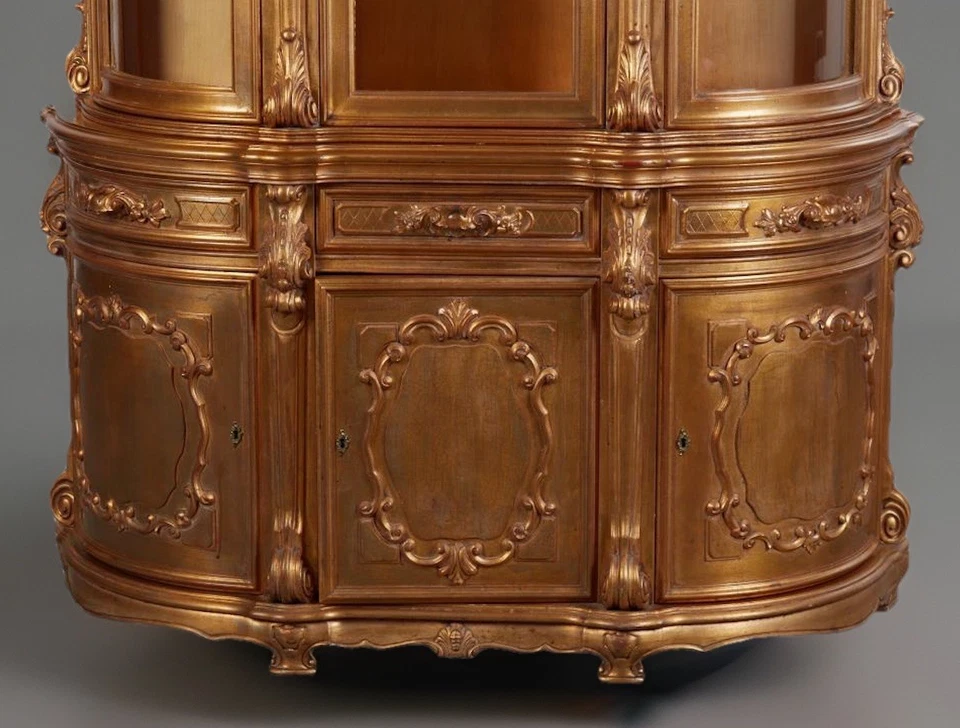 VITRINA CHINA ROCOCÓ REVIVAL MADERA DORADA Y VIDRIO Foto 4 de 4