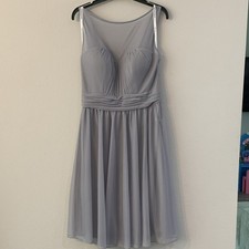 David's Bridal Gray Sleeveless Chiffon Bridesmaid Dress Regular 8