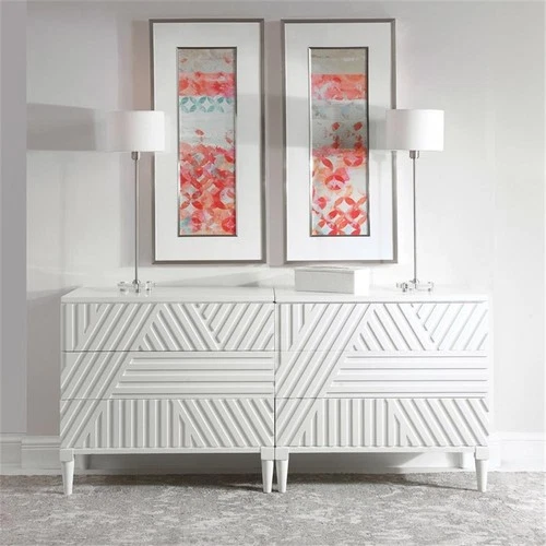 Uttermost Colby Contemporary MDF and Wood Drawer Chest in White - Picture 11 of 13