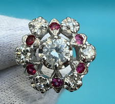 Stunning Antique Art Deco 1900s Diamond & Ruby 14k Gold Ring .5ct Center