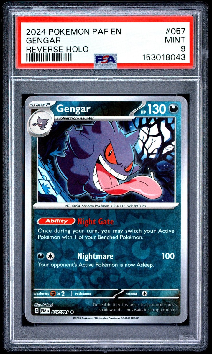 2024 POKEMON PAF EN-PALDEAN FATES REVERSE HOLO #057 GENGAR PSA 9