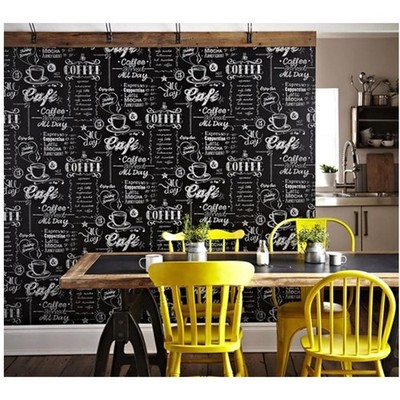 Superfresco Easy Wallpaper Black White Coffee Shop Chalk Pattern 32-993 56 SqFt