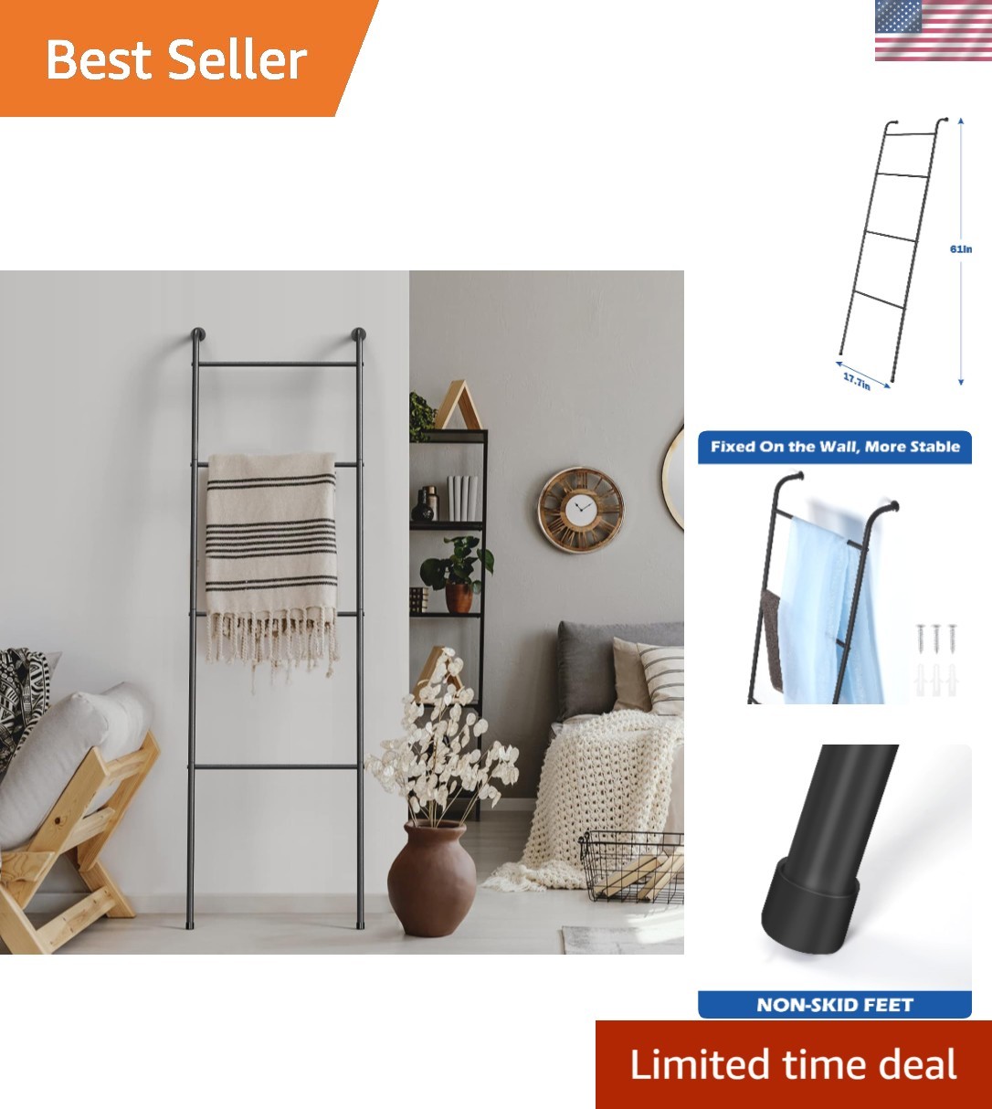 Rack Holder For Bathroom, Wall Leaning Metal ...