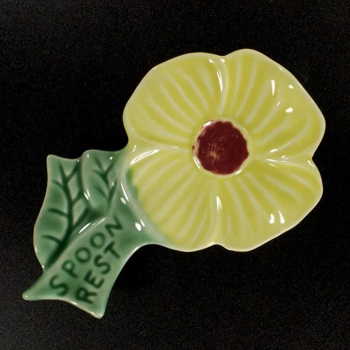 Shawnee Pottery Spoonrest Vintage Midcentury 1950s Flower Yellow Green