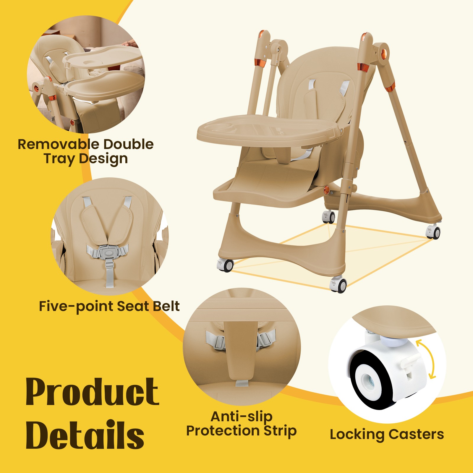 Baby High Chair | 6-in-1 Rocking Toddler Chair & Travel High Chair for Toddlers