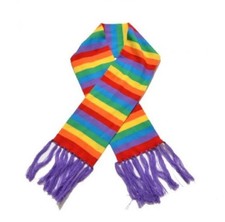 Rainbow Knit Scarf - Soft Acrylic - Pride - Costume Accessory - One Size