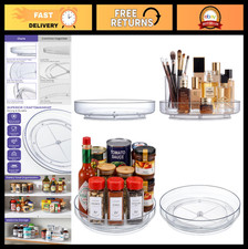 10" Clear Acrylic Lazy Susan Turntable - 4 Pack, Non-Skid Rotating Organizer for