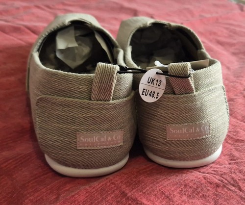 SoulCalLong Beach Mens Canvas Slip Ons Grey Denim UK 13 EU 48.5 on Clearance - Picture 6 of 6