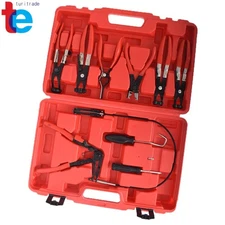 9PC Hose Clamp Clip Plier Set Swivel Jaw Flat Angled Band Automotive Tools