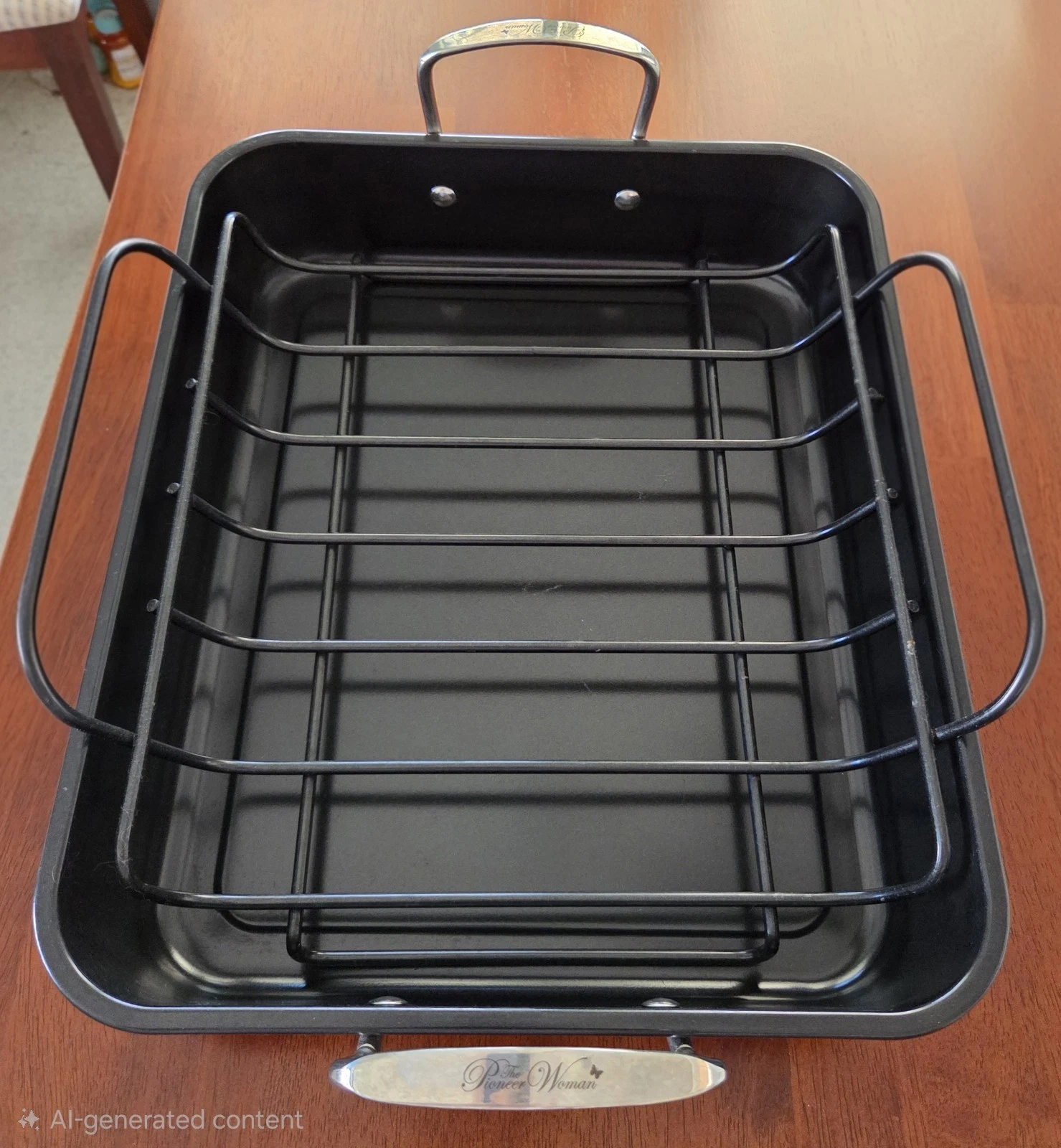 The Pioneer Woman Timeless NonStick Roaster w/ Wire Rack Insert 16.5x13.5x3