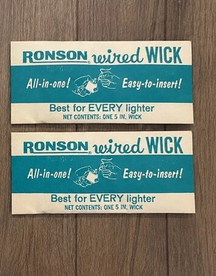 2 Vintage Ronson Replacement Lighter Wick Lot RARE HTF For Dunhill Zippo Estate