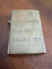 Vintage MINIX Mini Lighter V. J. Skutt Award Gold Tone Wick Japan Mutual Omaha U