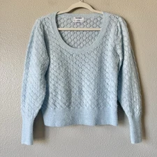 Old Navy Wool Blend Knit Sweater Size Small P Lightweight Blue Fuzzy Soft Cozy