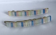 VTG Multi Color Lucite Hair Snap Clip Barrettes 2.5inches Set of 2