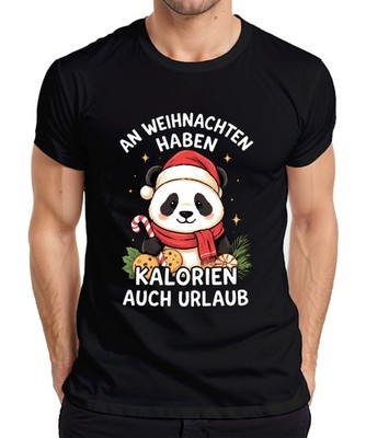 Weihnachten Panda Kalorien haben Urlaub lustig Geschenk Herren T-Shirt