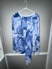 Stars Above Women  s Soft Pajama PJ Set, Shirt  Pants Blue Marble XXL