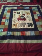 Handmade Noah's Ark Baby Quilt 38 X 39 in.