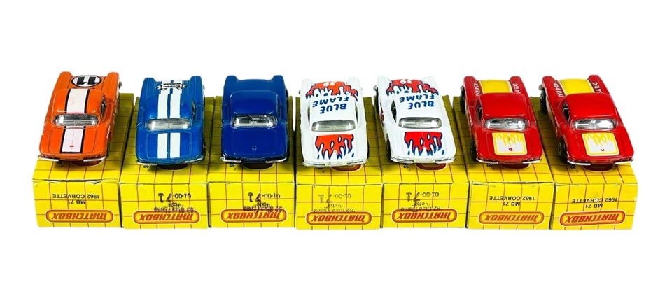 Matchbox Superfast (7) Varied MB71 1962 Chevy Corvettes w/Yellow Grid Boxes - Image 2 of 4