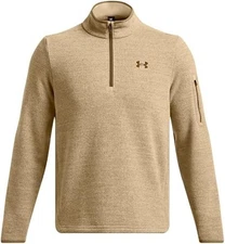 Under Armour Men's Quarter Zip Pullover Small Khaki Athletic Workout Running