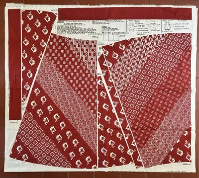 Vintage 70s Wrap n' Tie Skirt Cut And Sew Fabric Pattern Red Paisley Boho Hippy - Image 1 of 4