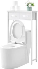 2-Tier Over The Toilet Storage with 2 Fabric Drawers, White 