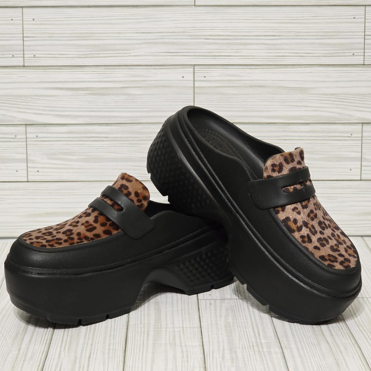 New CROCS Stomp Loafers Slip On Crocs Black Stomp Mary Jane Slip-on Loafers Crocs main image 2
