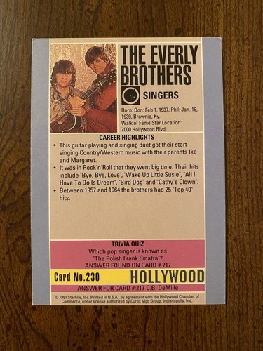 Lotto 10 carte firmate autografate Hollywood Walk of Fame Phil Everly Tony Bennett - Foto 5 di 21
