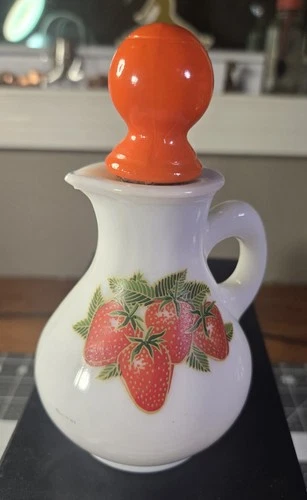 Vintage Avon Milk Glass Strawberries & Cream Bath Foam Decanter, Empty