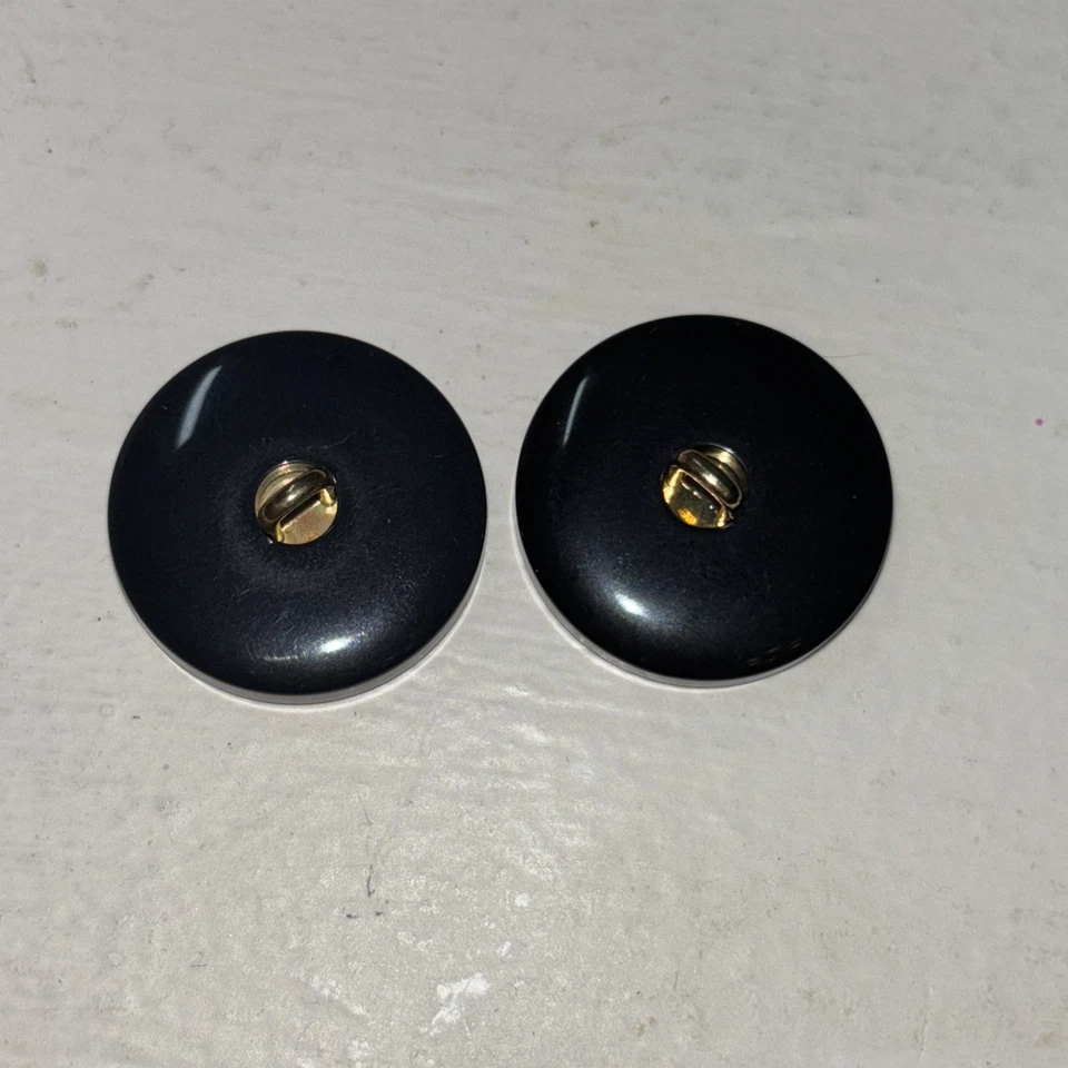 Tory Burch Logo Shank Buttons, Glossy Black W/ Gold Logo Set Of 2, 1 Inch Wide - Image 2 of 4