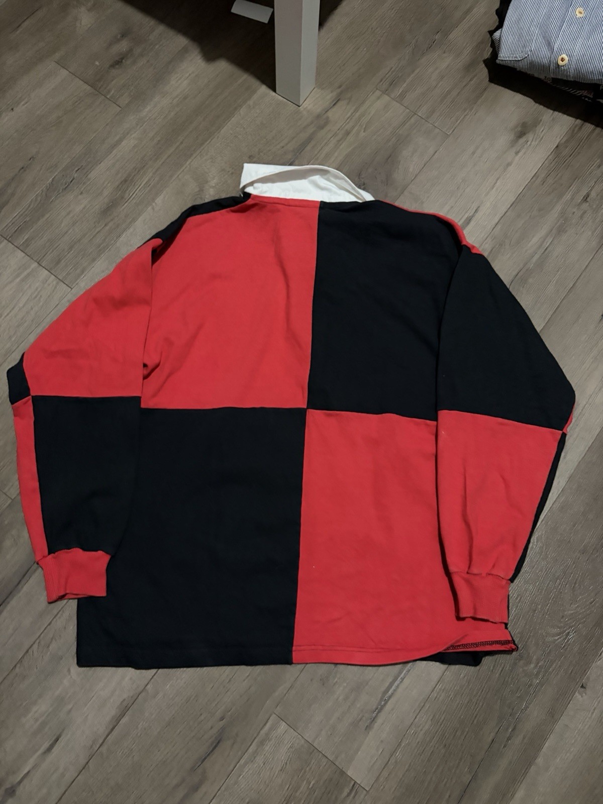 VINTAGE Y2K FRONT ROW red black color block longsleeve rugby polo shirt XL image 5