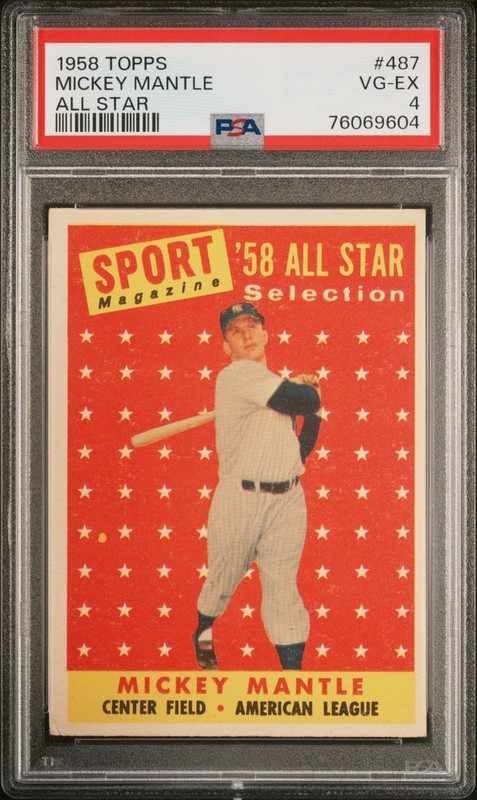 1958 TOPPS ALL STAR #487 MICKEY MANTLE PSA 4 YANKEES HOF VINTAGE SPORT MAGAZINE