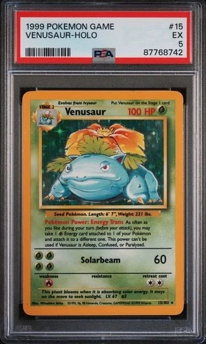 Pokemon Card Venusaur Holo 15/102 Base Set ENG English Excellent PSA 5