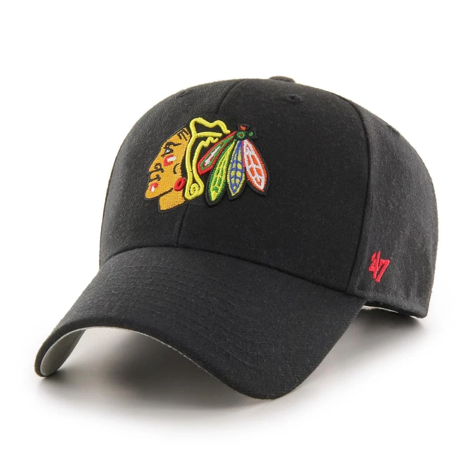 Chicago Blackhawks 47 BRAND MVP Black NHL Team Cap