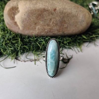 Nice Larimar Gemstone Ring 925 Sterling Silver Gift For Girls & Boys Ring BT643