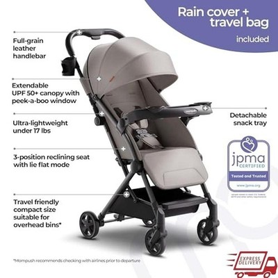 Lightweight Travel Stroller W/ Snack Tray One-Handed Fold Raincover Included New