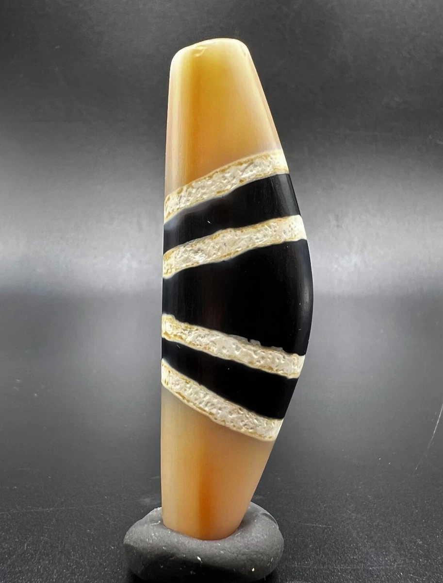 pure dzi Himalayan Tibetan agate stone bead Nepal Stripe bead CHUNG ZI