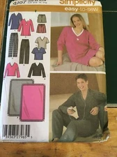 Simplicity 4957 Size XS S M Misses' Men's Teen's Pants Shorts Nightshirt Top