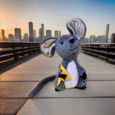 Rare Dakin Gray Mouse Plush Holding Cheese Vintage Plush 9'' Stuffed Animal Toy..